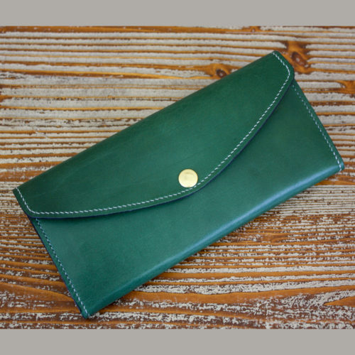 Green leather wallet for women