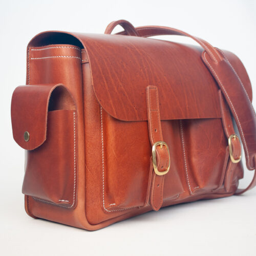 Premium Leather Briefcase for pilots and barristers. Front-right view