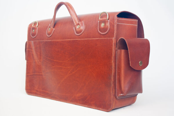 Premium Leather Briefcase for pilots and barristers. Back view
