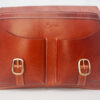 Premium Leather Briefcase for pilots and barristers. Front pocket zoom-in view