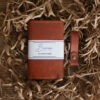 Chestnut Leather Notepad Cover front view, folded