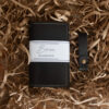 Black Leather Notepad Cover front view, folded