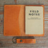 Cognac Leather Notepad Cover front view, unfolded