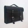 Premium Vegetable-Tanned Full Grain Leather Briefcase in Black, front left view