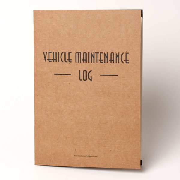 leather vehicle maintenance log book.