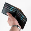 Shell cordovan wallet, black color.