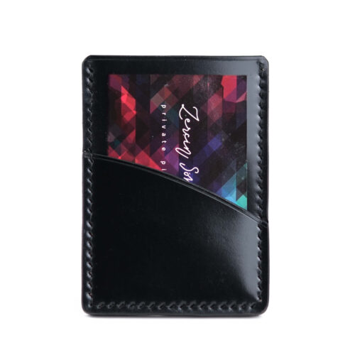 Shell cordovan card case, black color