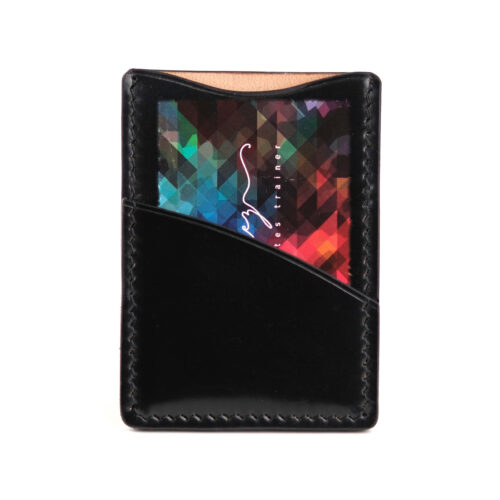 Shell cordovan card case, black color