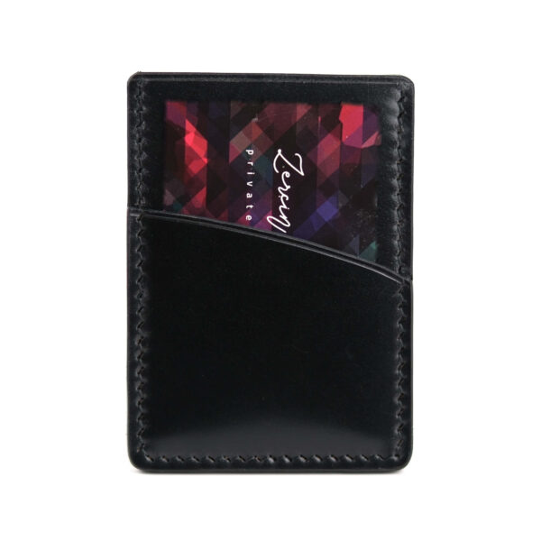 Shell cordovan card case, black color