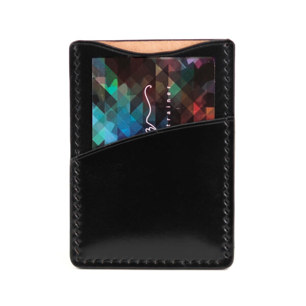 Shell cordovan card case, black color