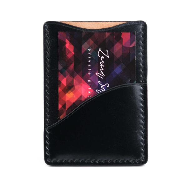 Shell cordovan card case, black color