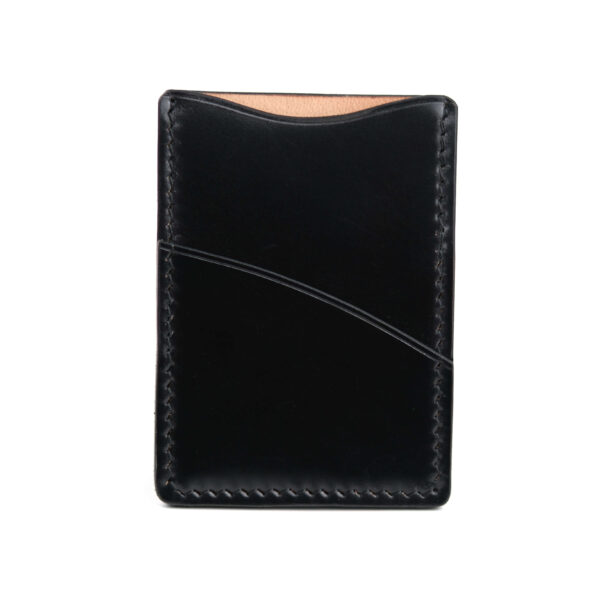 Shell cordovan card case, black color