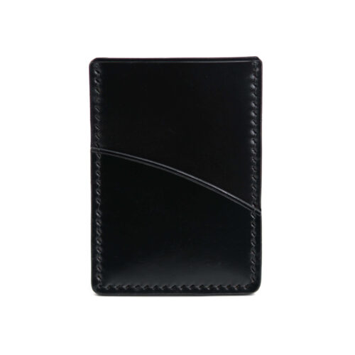 Shell cordovan card case, black color