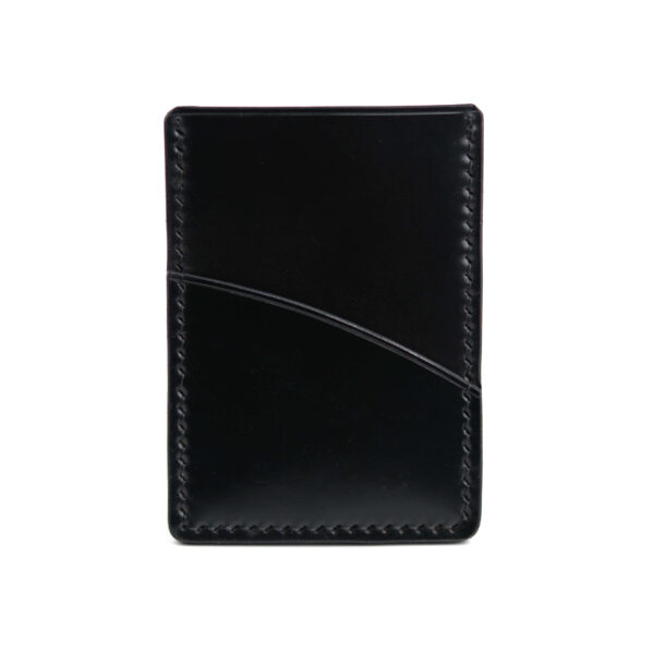 Shell cordovan card case, black color