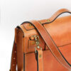 Leather Briefcase, tan color, zoomed in d ring view.